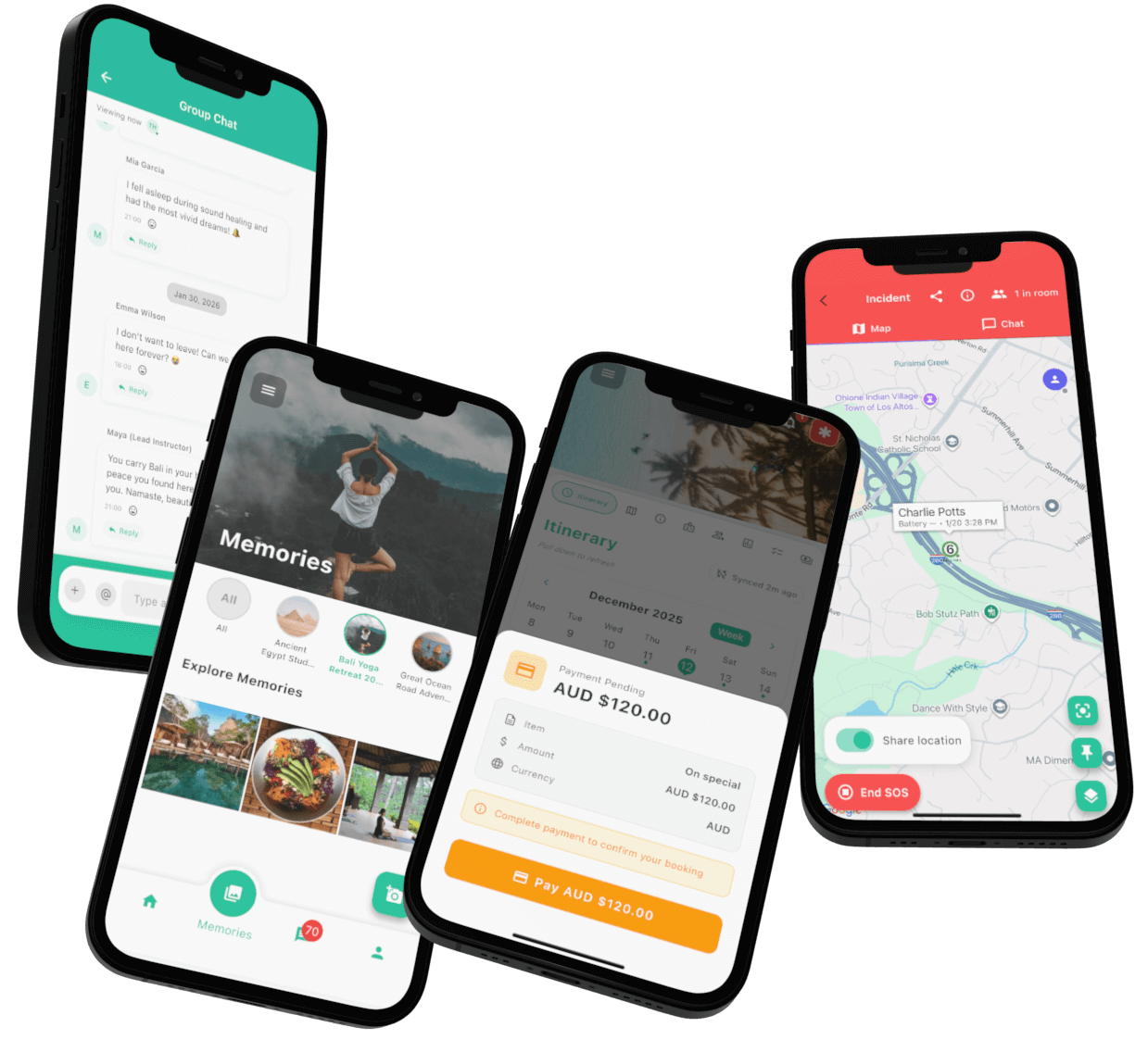 Teamz Travel dashboard showing squad management and event scheduling
